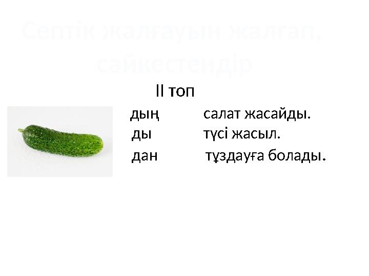 Септік жалғауын жалғап, сәйкестендір ІІ топ дың сал