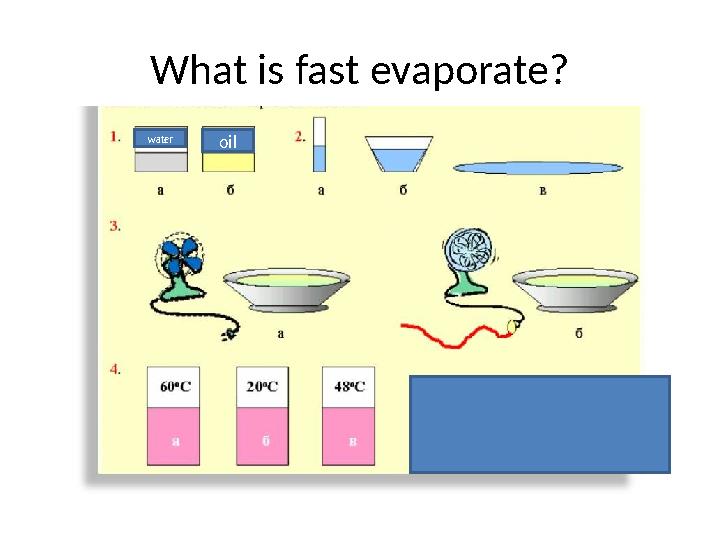 What is fast evaporate? water oil