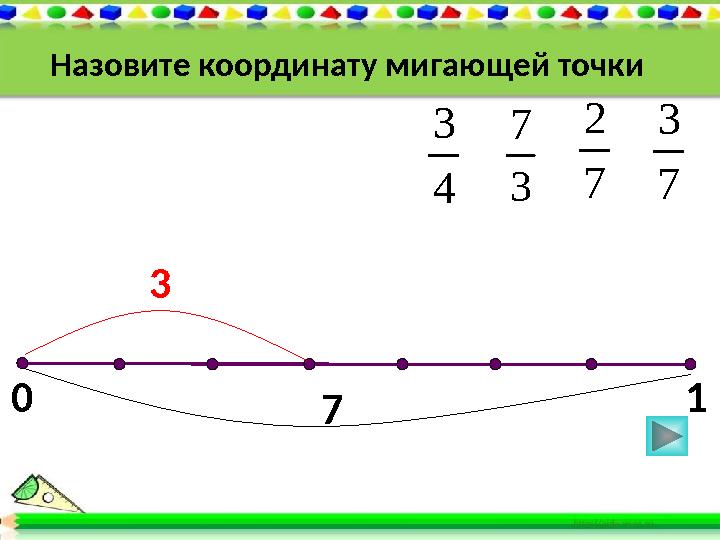 0 1 3 7 7 2 4 3 7 3 Назовите координату мигающей точки 7 3