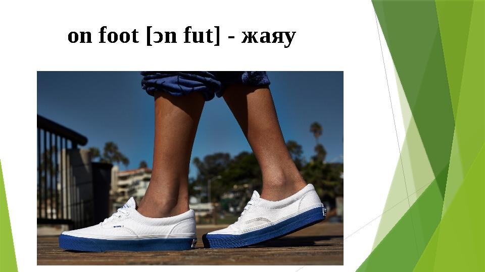 on foot [ ͻ n fut] - жаяу