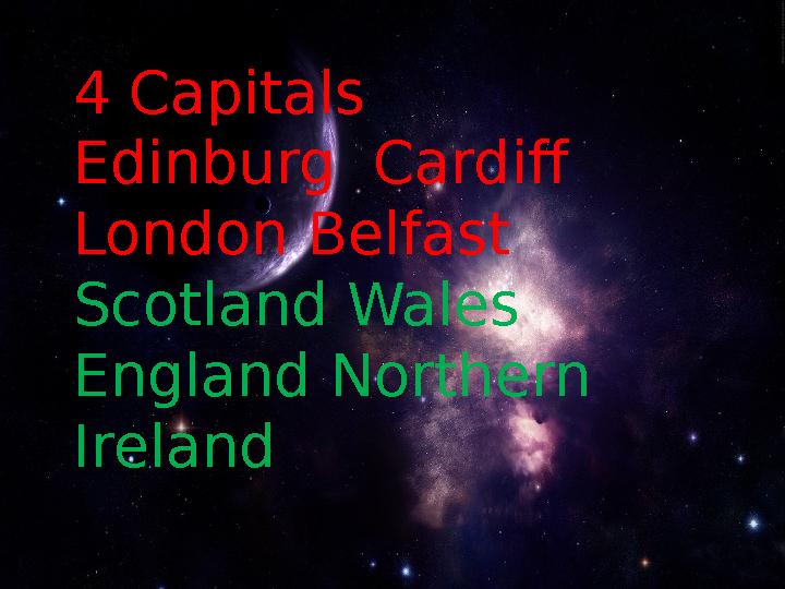 4 Capitals Edinburg Cardiff London Belfast Scotland Wales England Northern Ireland