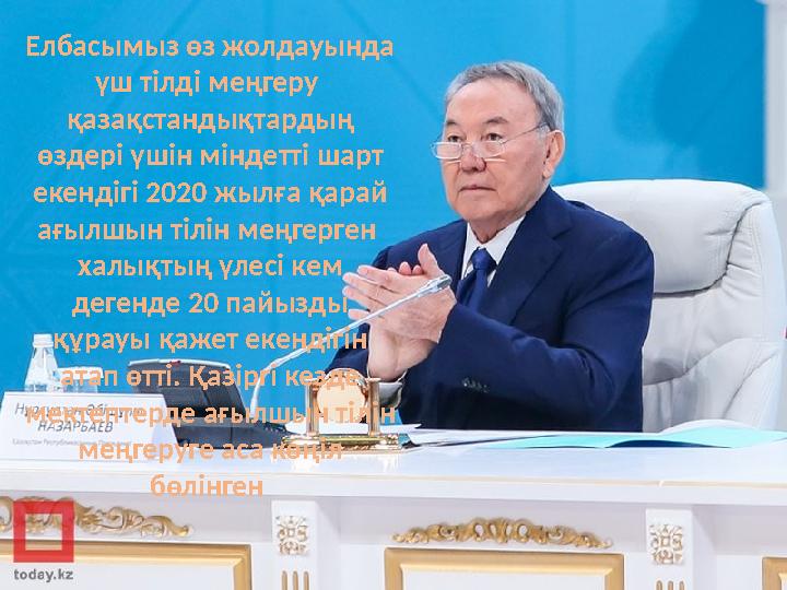 Елбасымыз өз жолдауында үш тілді меңгеру қазақстандықтардың өздері үшін міндетті шарт екендігі 2020 жылға қарай ағылшын т