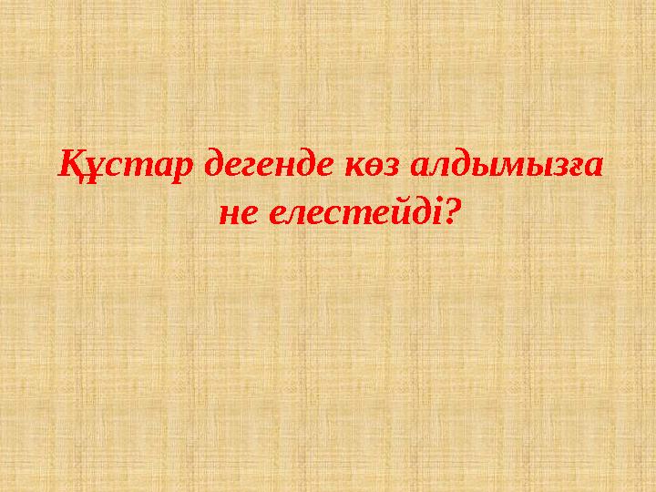Құстар дегенде көз алдымызға не елестейді?