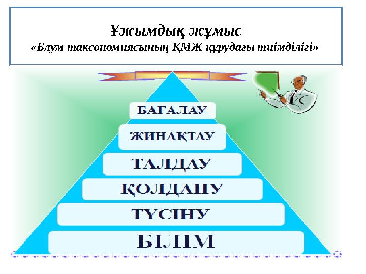 Ұжымдық жұмыс «Блум таксономиясының ҚМЖ құрудағы тиімділігі»