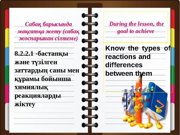 Сабақтың тақырыбы: Қышқылдар, құрамы, номенклатурасы, жіктелуі ,қасиеттері, алынуы 26.04.2017 Сабақ барысында мақсатқа жету