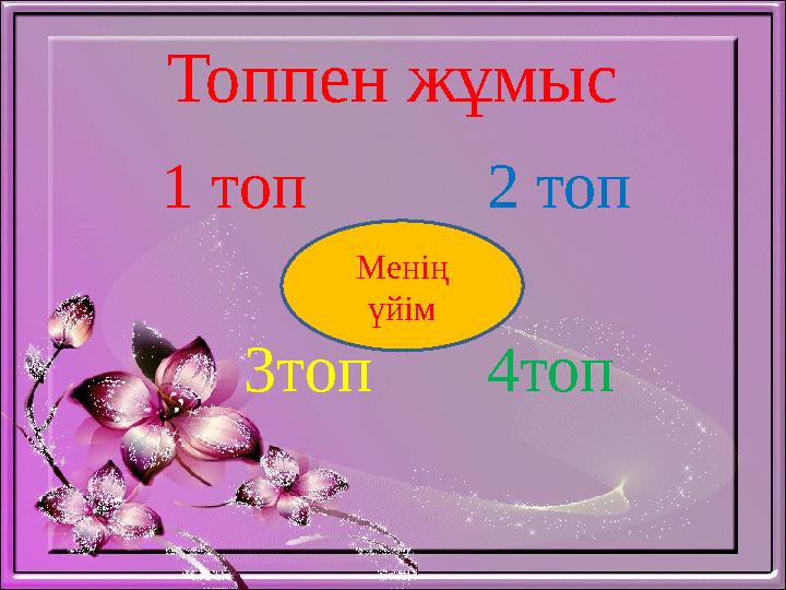 Топпен жұмыс 1 топ 2 топ 3топ 4топ Менің үйім