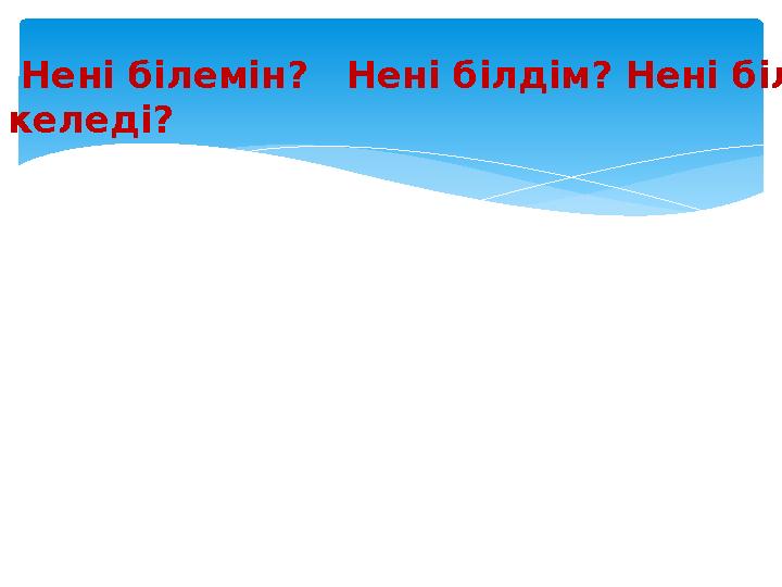 Нені білемін? Нені білдім? Нені білгім келеді?