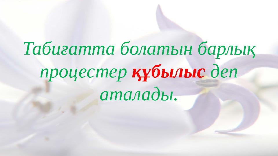 Табиғатта болатын барлық процестер құбылыс деп аталады.
