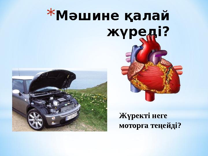 *Мәшине қалай жүреді? Жүректі неге моторға теңейді?