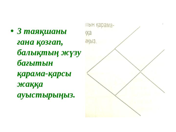 • 3 таяқшаны ғана қозғап, балықтың жүзу бағытын қарама-қарсы жаққа ауыстырыңыз.