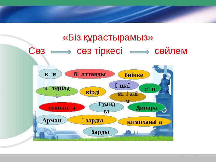 «Біз құрастырамыз» Сөз сөз тіркесі сөйлем