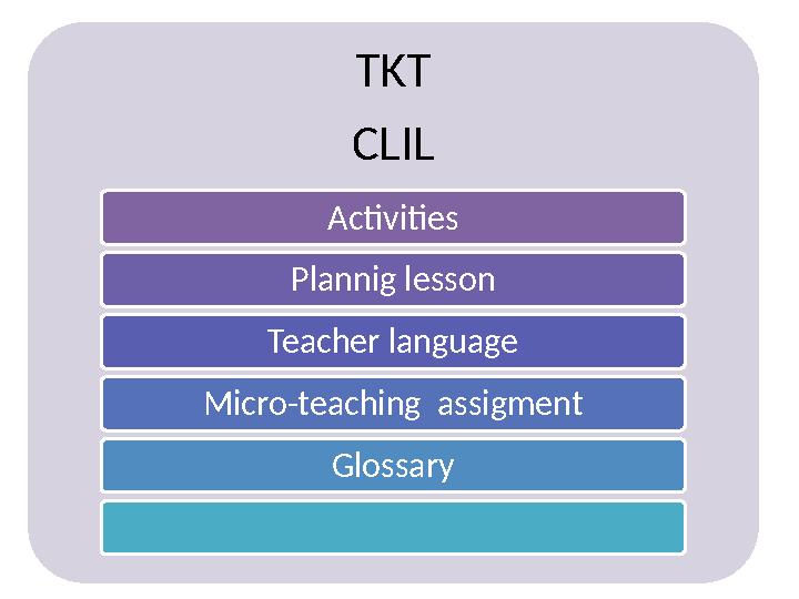 TKT CLIL Activities Plannig lesson Teacher language Micro-teaching assigment Glossary