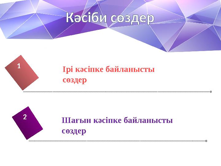 Кәсіби сөздер Ірі кәсіпке байланысты сөздер 1 Шағын кәсіпке байланысты сөздер 2