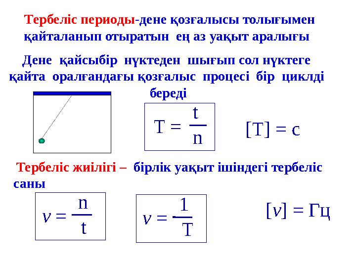 Тербеліс периоды -дене қозғалысы толығымен қайталанып отыратын ең аз уақыт аралығы Дене қайсыбір нүктеден шығып сол нүкт