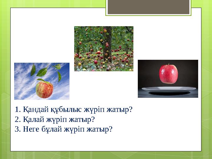 1. Қандай құбылыс жүріп жатыр? 2. Қалай жүріп жатыр? 3. Неге бұлай жүріп жатыр?