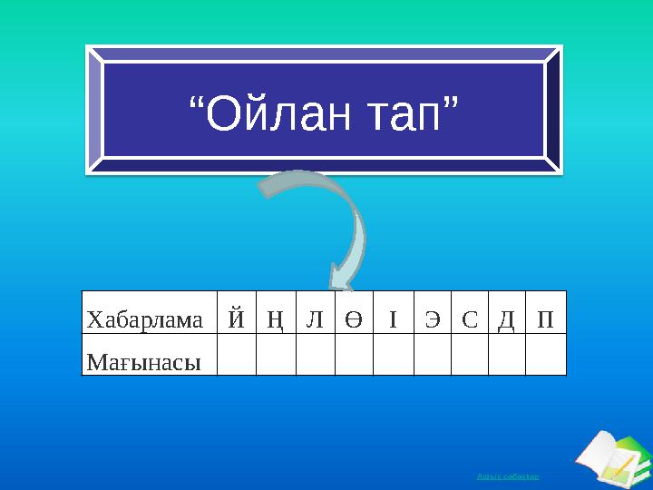 Ашық сабақтарХабарлама Й Ң Л Ө І Э С Д П Мағынасы “ Ойлан тап”