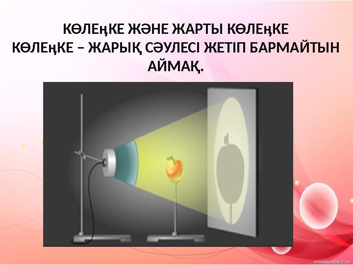 КӨЛЕӊКЕ ЖӘНЕ ЖАРТЫ КӨЛЕӊКЕ КӨЛЕӊКЕ – ЖАРЫҚ СӘУЛЕСІ ЖЕТІП БАРМАЙТЫН АЙМАҚ.