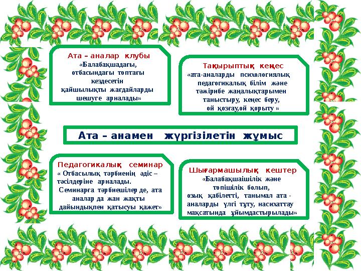 Тақырыптық кеңес «ата-аналарды психологиялық педагогикалық білім және тәжірибе жаңалықтарымен таныстыру,