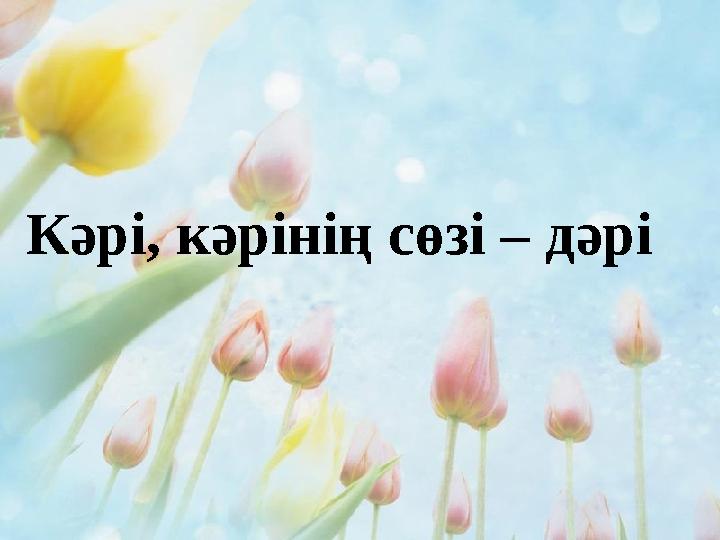 Кәрі, кәрінің сөзі – дәрі