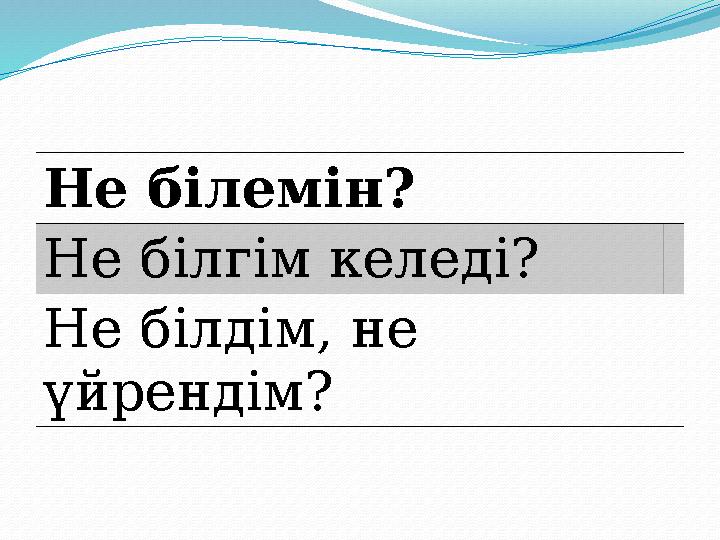 Не б ілемін? Не білгім келеді? Не білдім, не үйрендім?