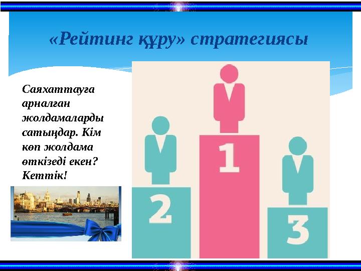 «Рейтинг құру» стратегиясы Саяхаттауға арналған жолдамаларды сатыңдар. Кім көп жолдама өткізеді екен? Кеттік!
