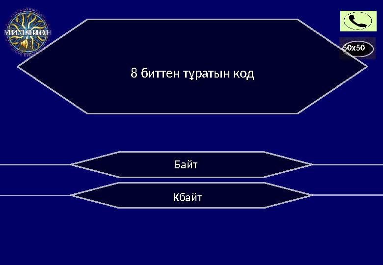 50x50 Кбайт Байт 8 биттен тұратын код