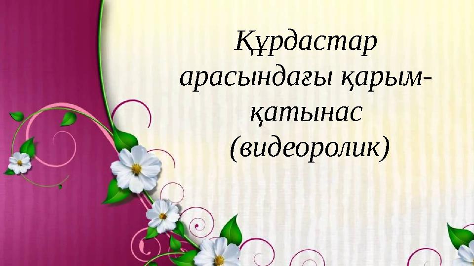 Құрдастар арасындағы қарым- қатынас (видеоролик)