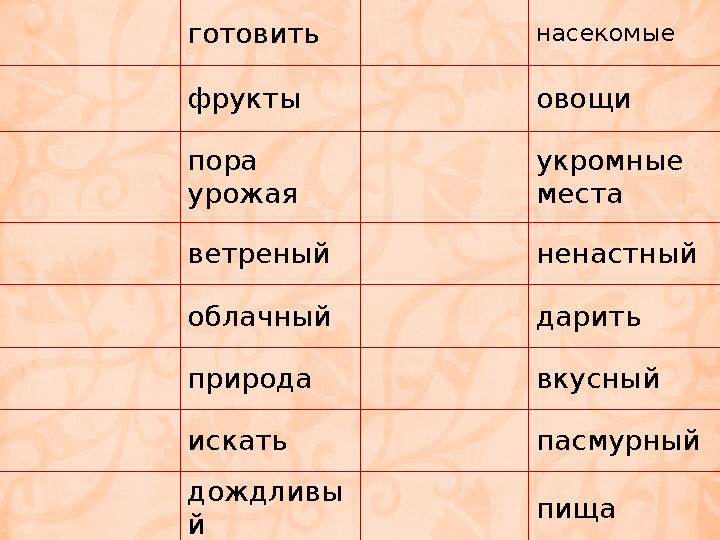 готовить насекомые фрукты овощи пора урожая укромные места ветреный ненастный облачный дарить природа вкусный искать пасмурный