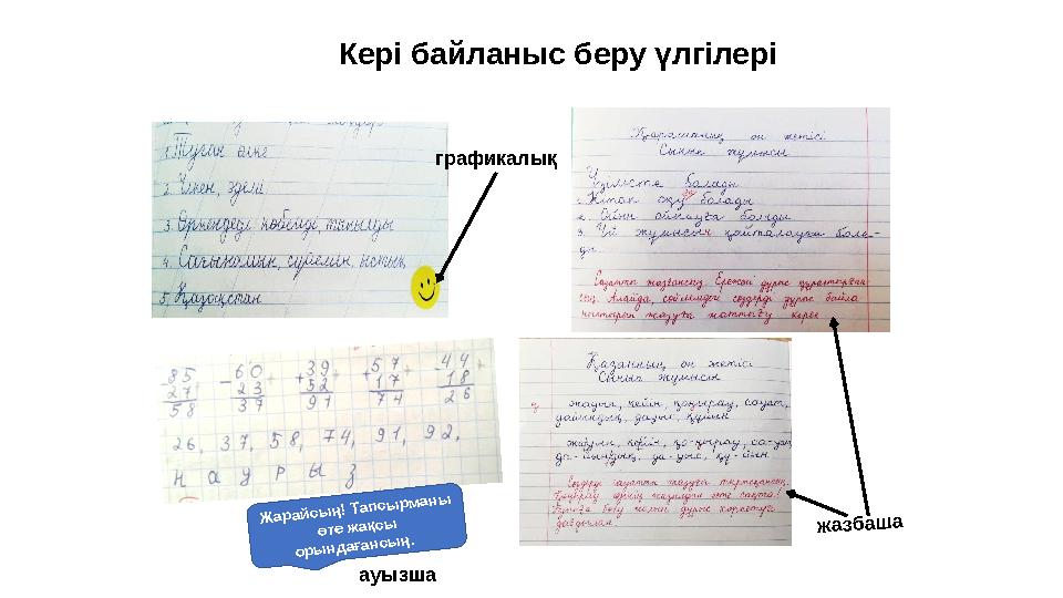 графикалықж а зб аш а ауызшаКері байланыс беру үлгілері Ж арайсы ң! Тапсы рм аны өте ж ақсы оры ндағансы ң.