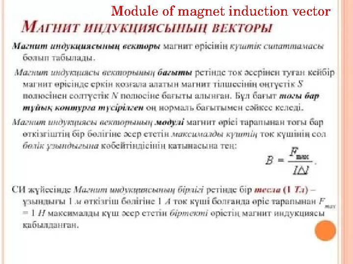 Module of magnet induction vector