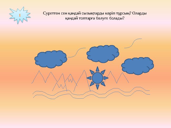 1 Суреттен сен қандай сызықтарды көріп тұрсың? Оларды қандай топтарға бөлуге болады?