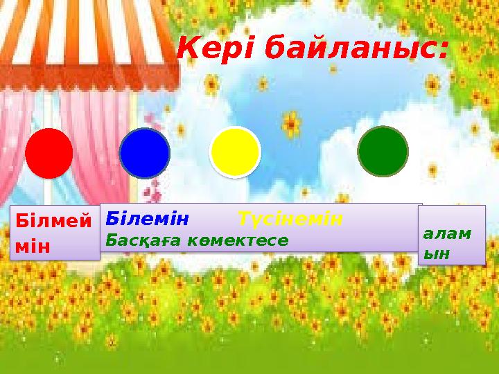 Білмей мін Білемін Түсінемін Басқаға көмектесе алам ын Кері байланыс: