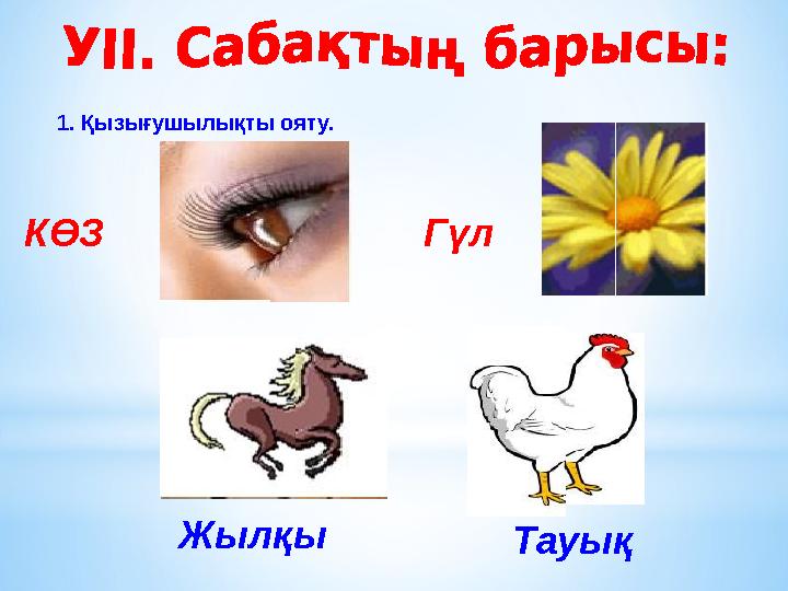 1. Қызығушылықты ояту. КӨЗ Жылқы Гүл Тауық