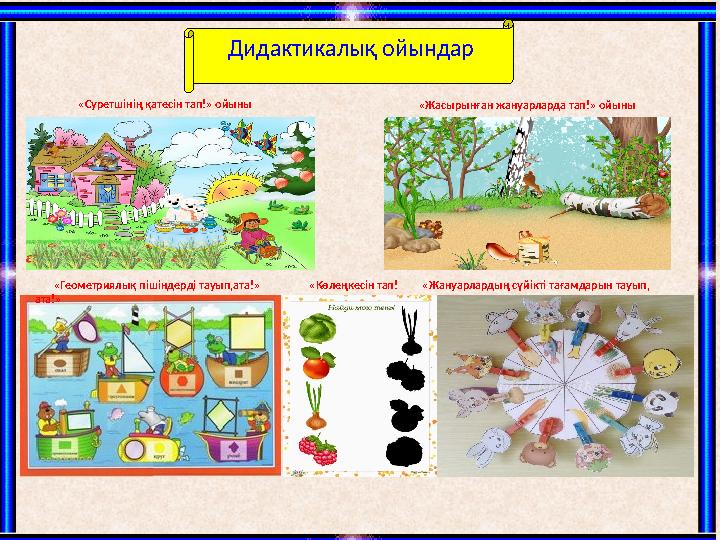 Дидактикалық ойындар «Суретшінің қатесін тап!» ойыны «Жасырынған жануарларда тап!» ойыны