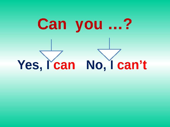Can you …? Yes, I can No, I can’t