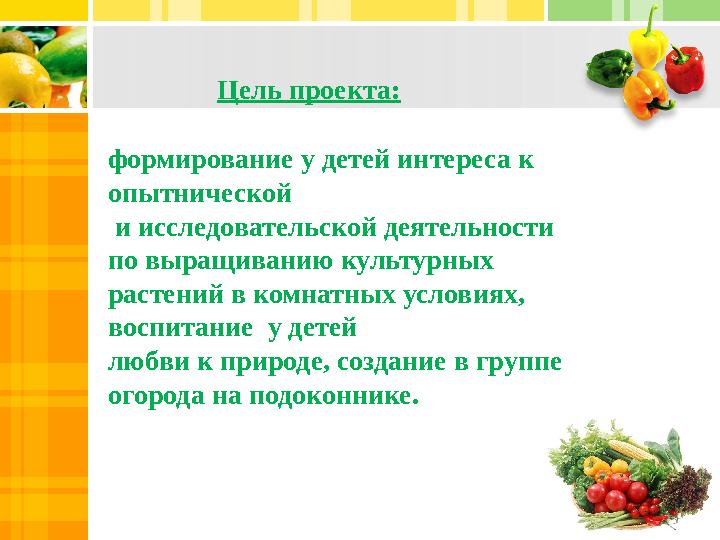 Цель проекта: формирование у детей интереса к опытнической и и