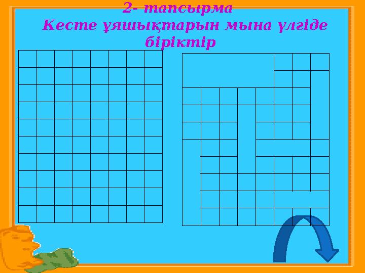 2- тапсырма Кесте ұяшықтарын мына үлгіде біріктір