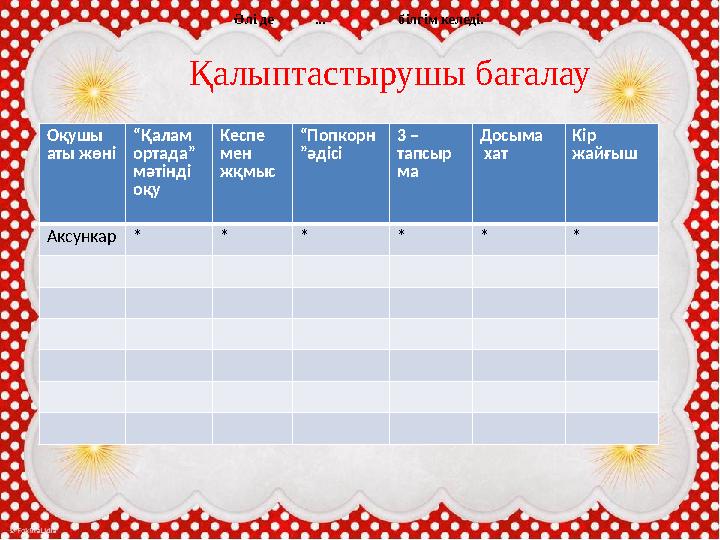 Оқылым. «Попкорн» әдісі арқылы оқулықтағы 2 жаттығу ды орындау. Әлі де ... білгім келеді. Қалыпт