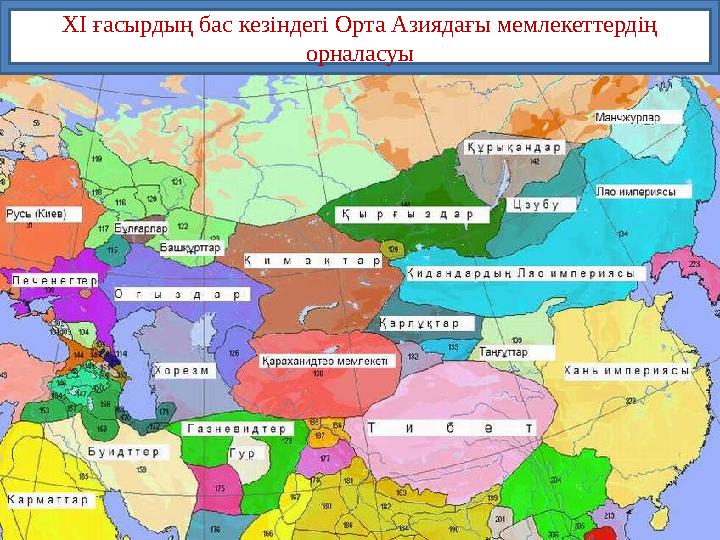 ХІ ғасырдың бас кезіндегі Орта Азиядағы мемлекеттердің орналасуы