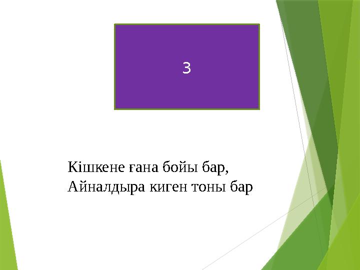 3 Кішкене ғана бойы бар, Айналдыра киген тоны бар