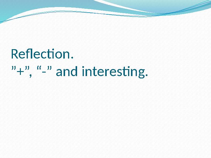 Reflection. ”+”, “-” and interesting.
