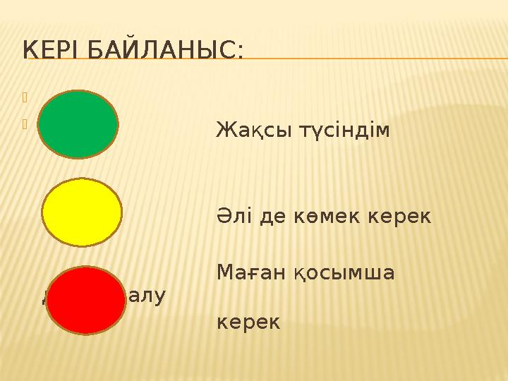 КЕРІ БАЙЛАНЫС:   Жақсы түсіндім Әлі де көмек керек