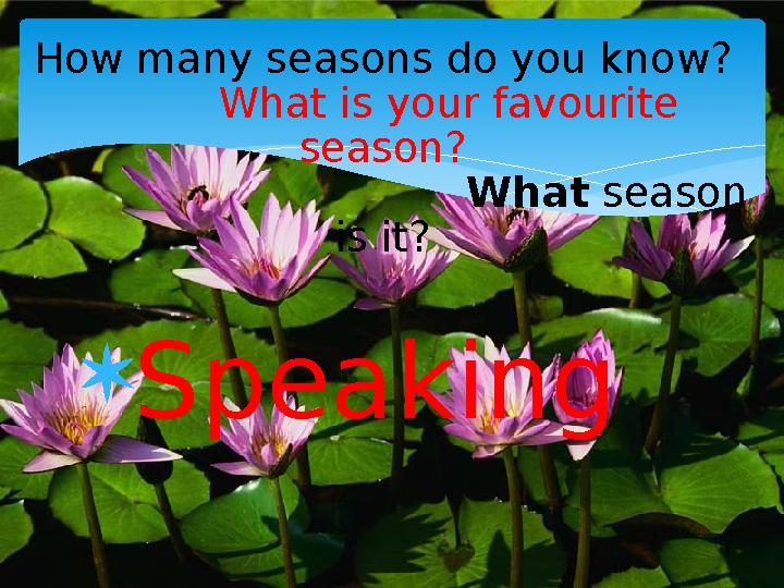 How many seasons do you know? What is your favourite season? What season is i