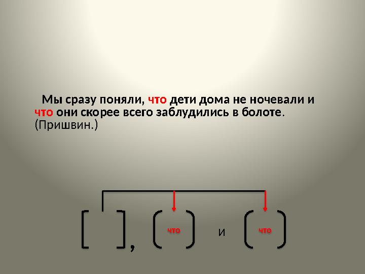 Мы сразу поняли, что дети дома не ночевали и что они скорее всего заблудились в болоте. (Пришвин.)