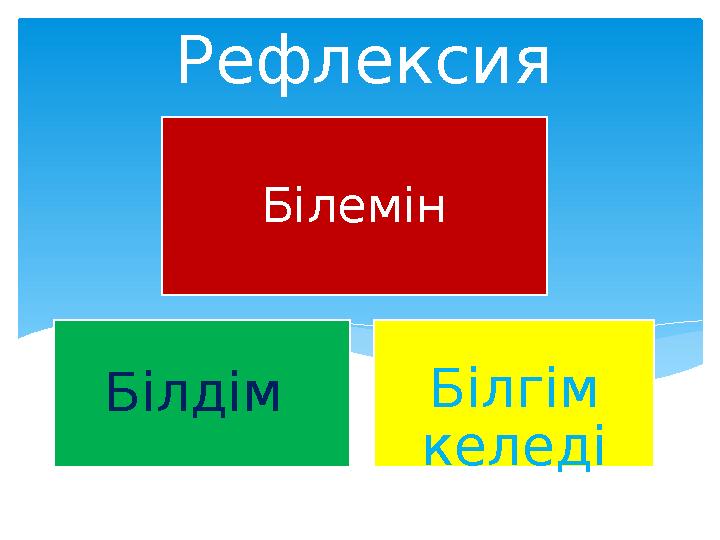 Рефлексия Білемін Білдім Білгім келеді