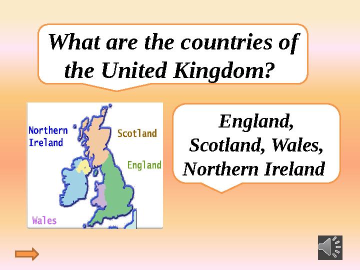 What are the countries of the United Kingdom? England, Scotland, Wales, Northern Ireland