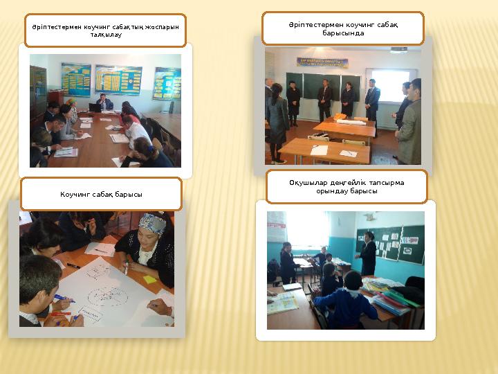 Әріптестермен коучинг сабақтың жоспарын талқылау Коучинг сабақ барысы Әріптестермен коучинг сабақ барысында Оқушылар деңге