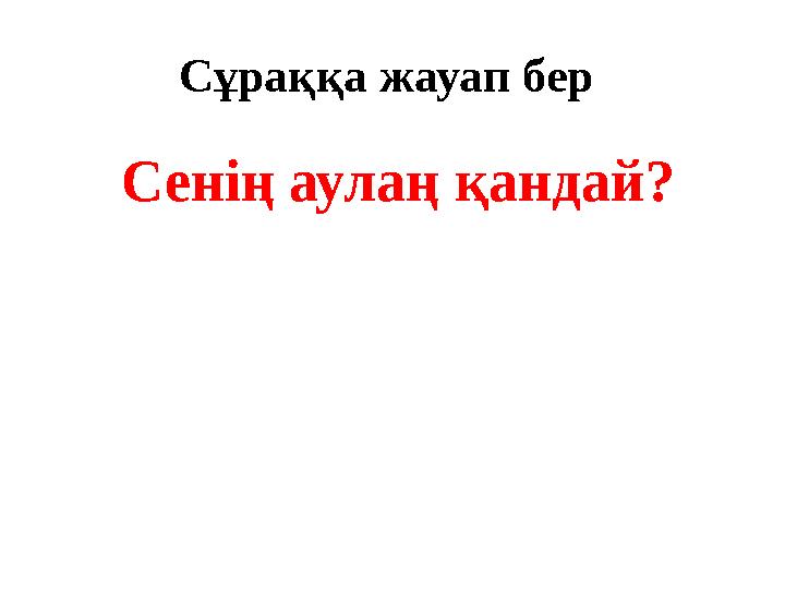 Сұраққа жауап бер Сенің аулаң қандай?