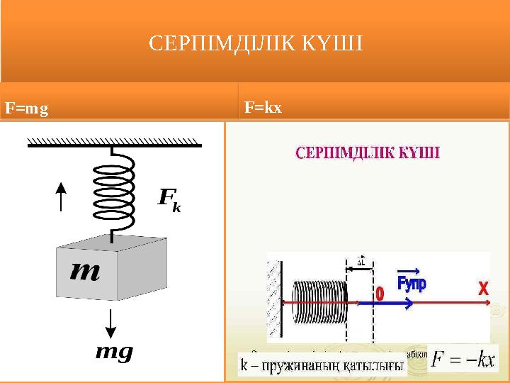 СЕРПІМДІЛІК КҮШІ F=mg F=kx