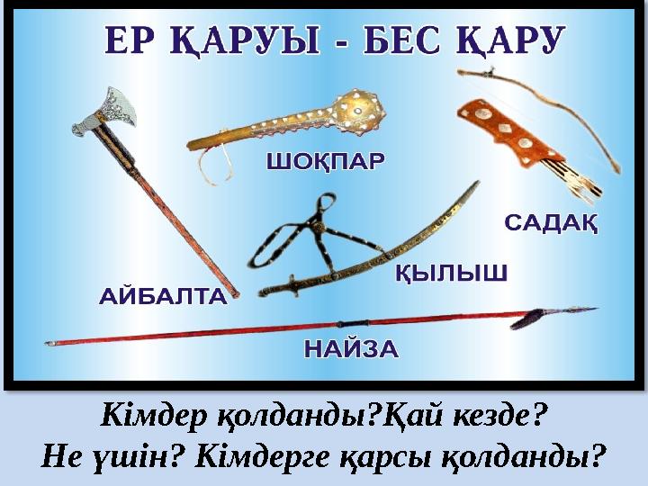 Кімдер қолданды?Қай кезде? Не үшін? Кімдерге қарсы қолданды?